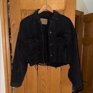 Black Cropped Denim Jacket